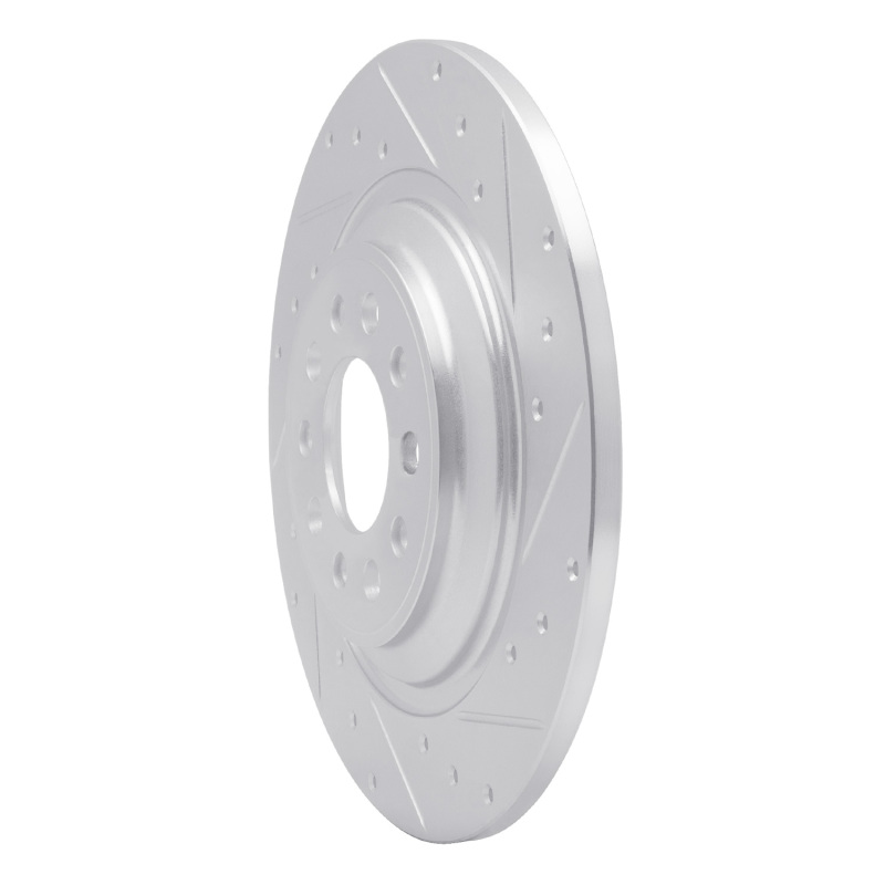 Jeep Cherokee Brake Rotor (1) - Rear Right - R1 Concepts - Drilled & Slotted - Silver - `14-`23
